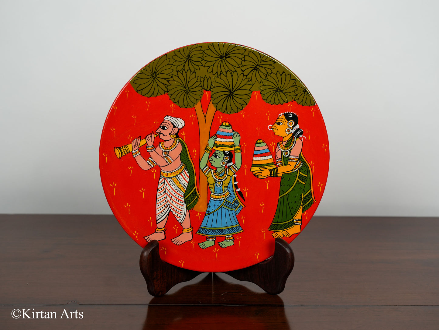 Bathukamma Festival Cheriyal Art Wall Plates 4Pc Set