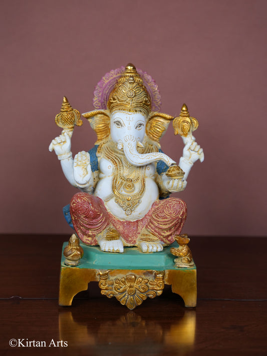 Brass Ganesha Multicolor finish 11"