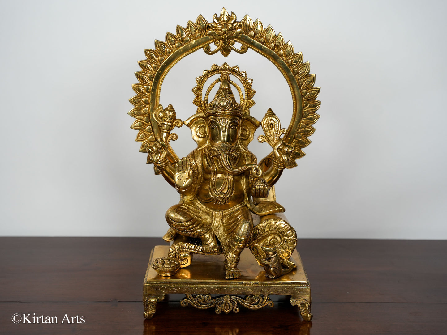 Brass Ganesha on Throne 17"