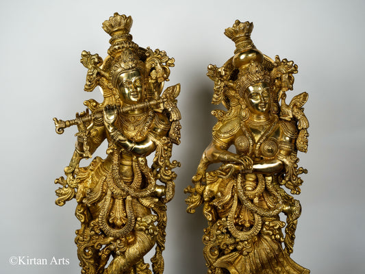 Pure Brass Superfine Radha Krishna Statue | 30" | 32KG Pair