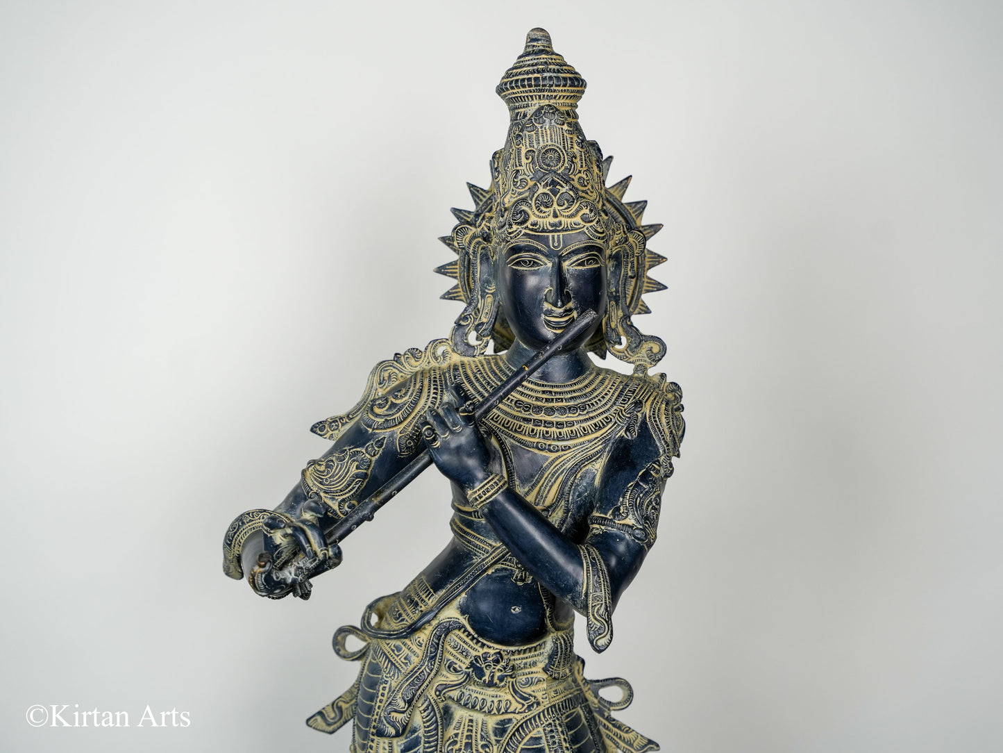 Brass Lord Krishna Stone Finish 34"