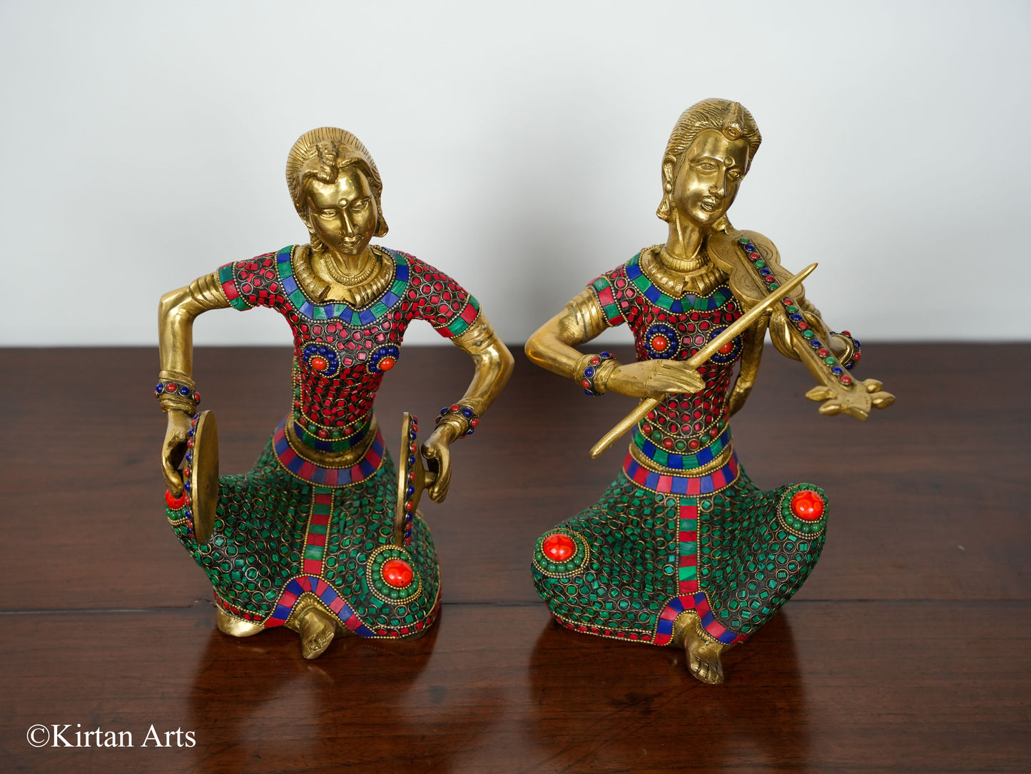 Brass Musical Lady Pair 11" Stonework