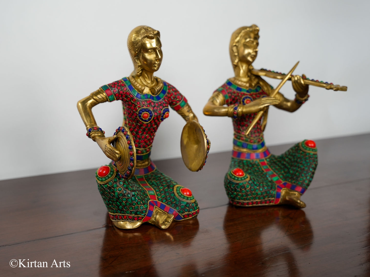 Brass Musical Lady Pair 11" Stonework