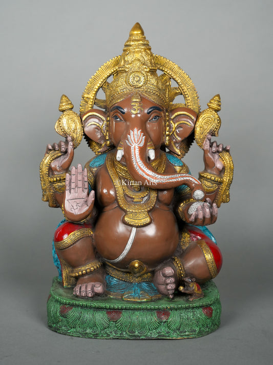 Brass Ganesha Multi Color Finish 18.5"