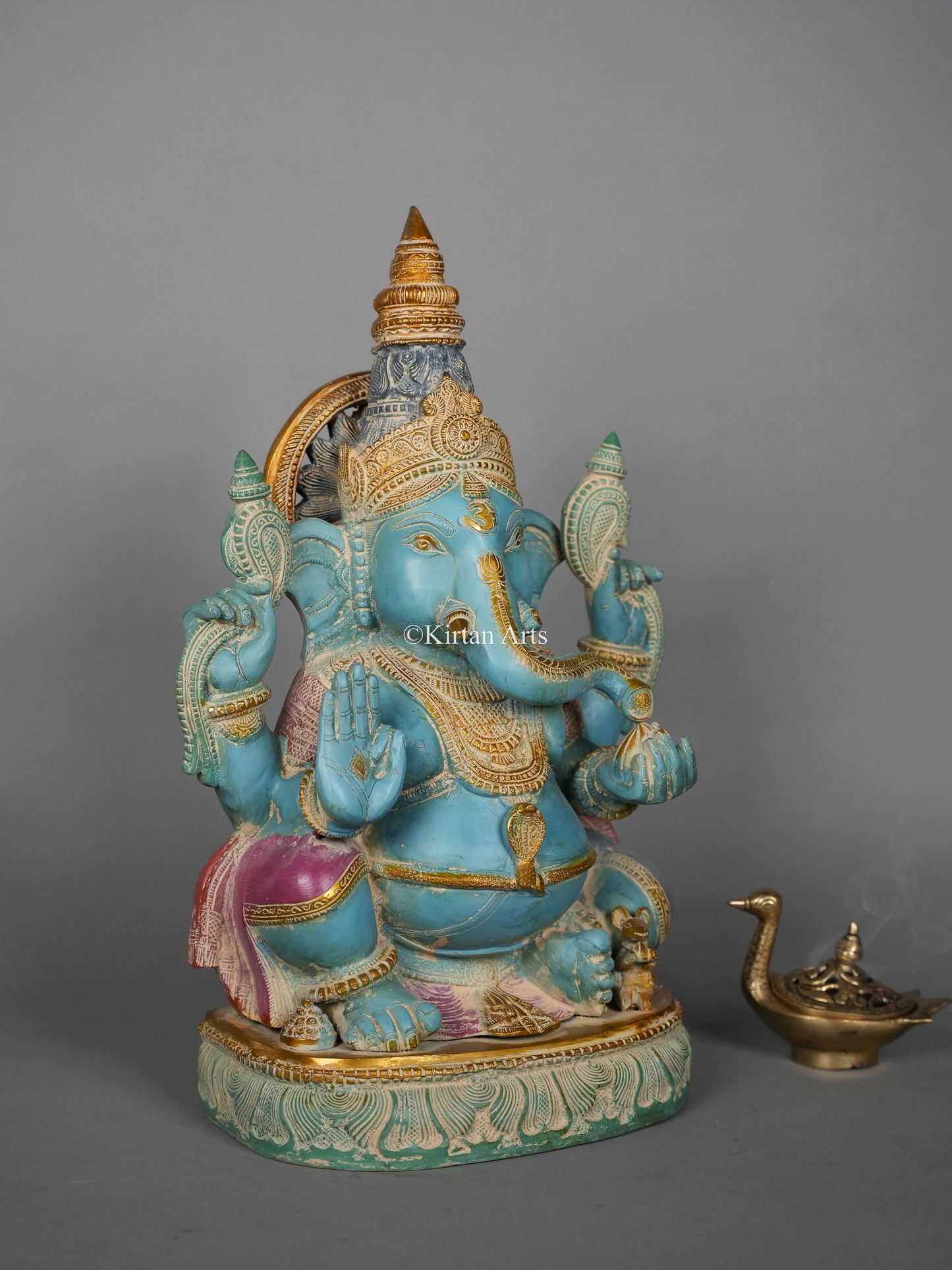 Brass Ganesha in Blue Gold | 19.5 Inches