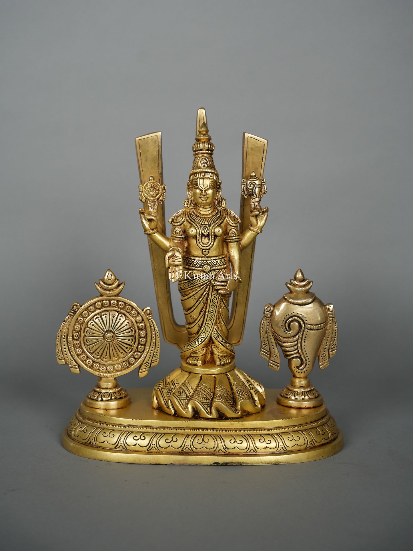 Brass Tirupati Balaji Idol with Shank Chakra 14"