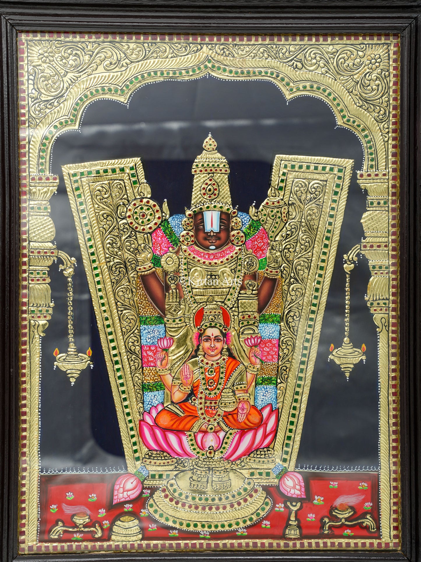 Tirupati Balaji with Lakshmi Tanjore Painting 27x21