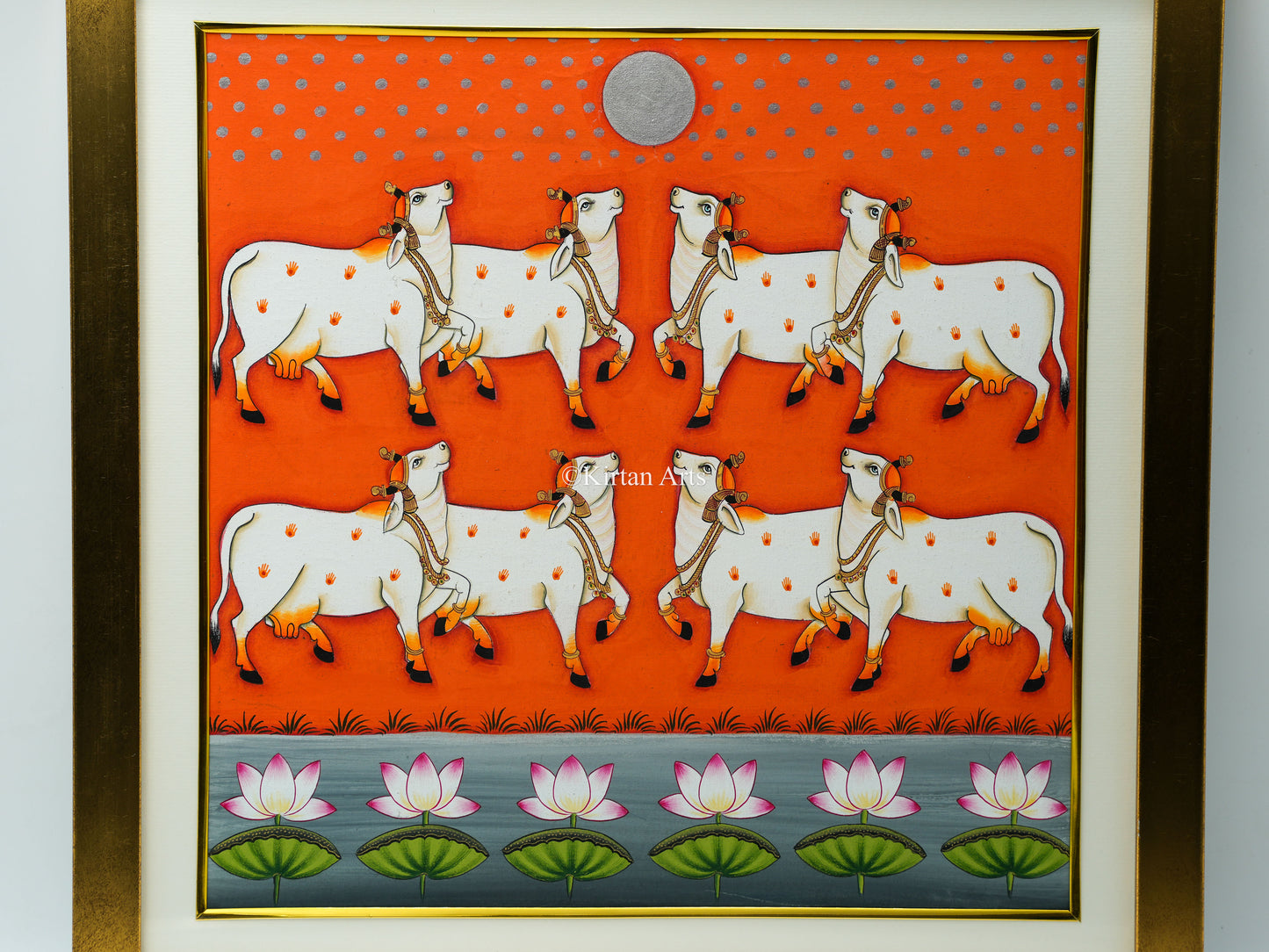 Pichwai Cows with Lotus 18x18