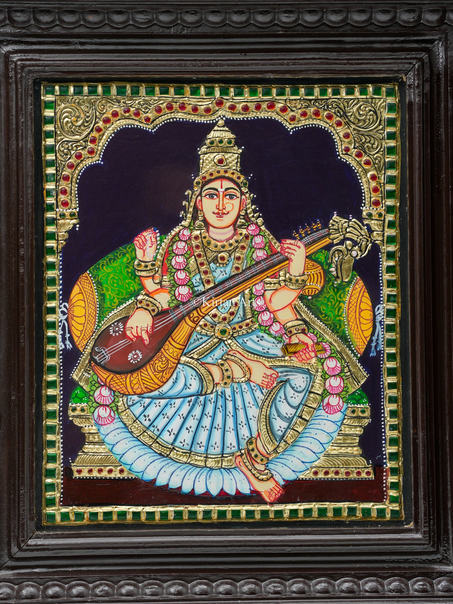 Saraswati Devi Tanjore Painting 15x13