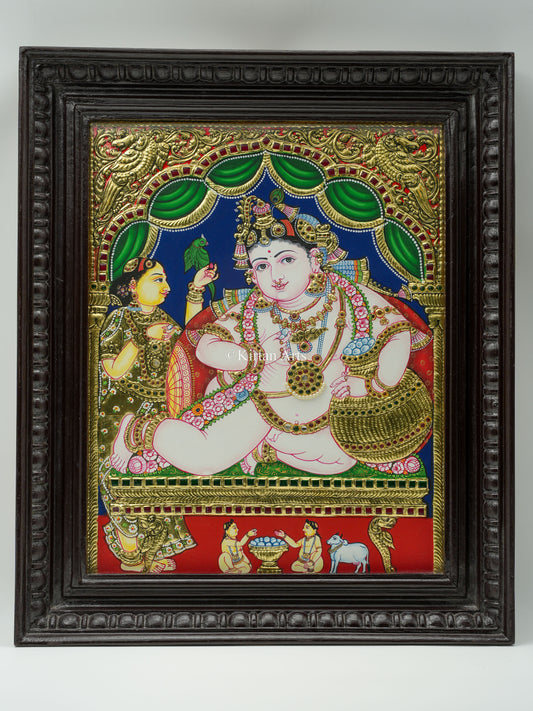 Lord Krishna Butter Tanjore Painting 18x15