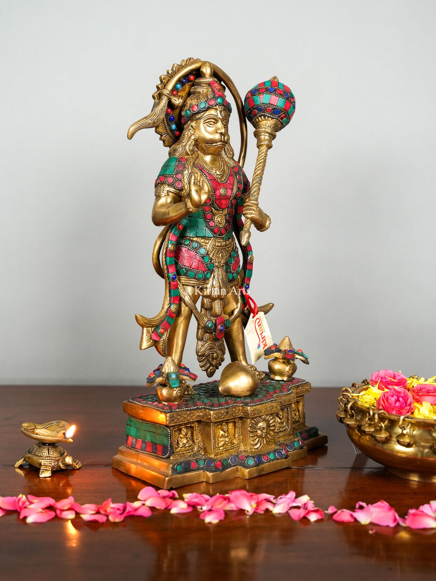 Brass Lord Hanuman Stonework 15"