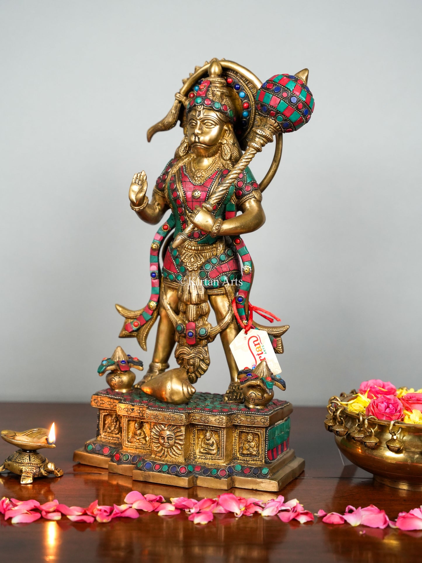 Brass Lord Hanuman Stonework 15"