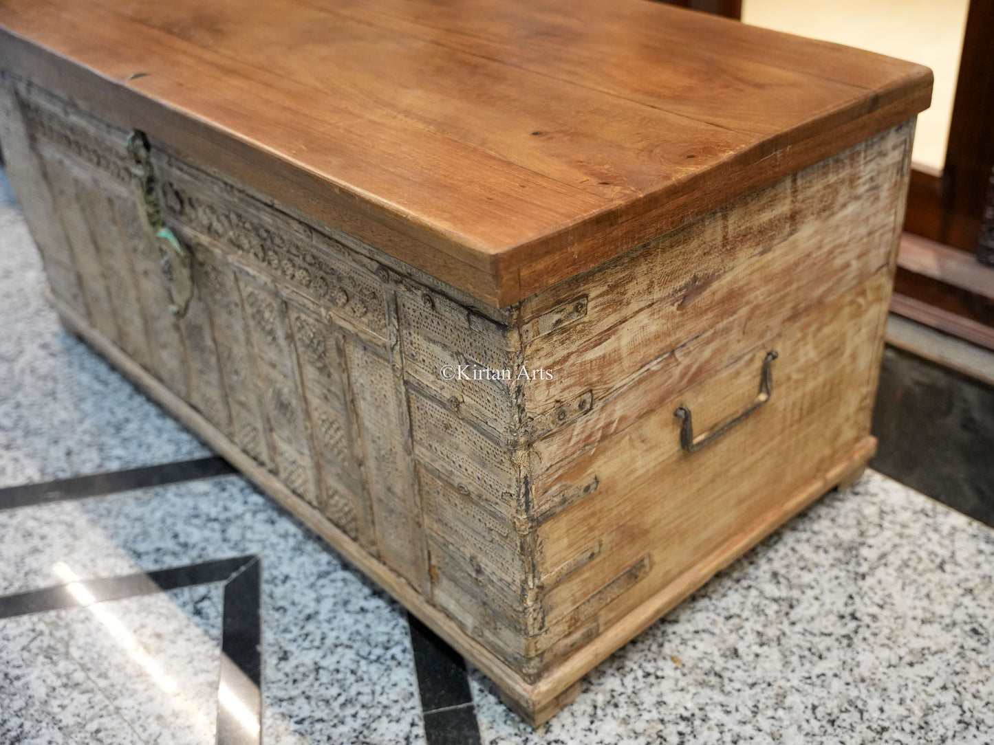 Wooden Chest with Iron Fitted Sheet 43.5"