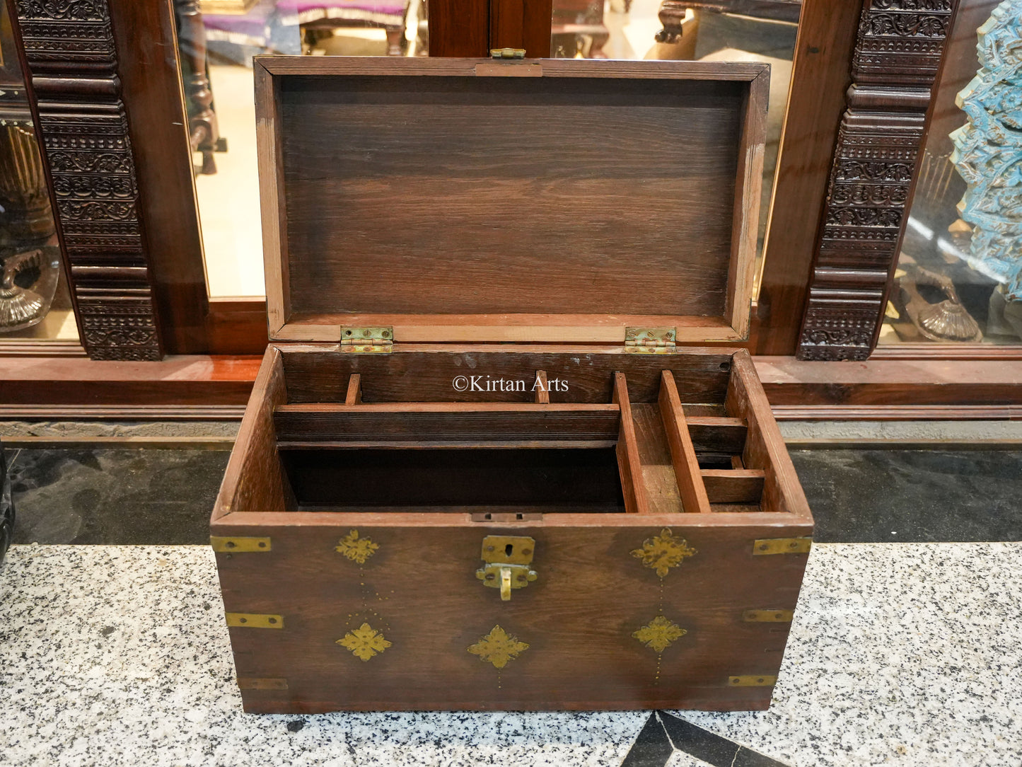 Brass Fitted Teakwood Chest 27.5"