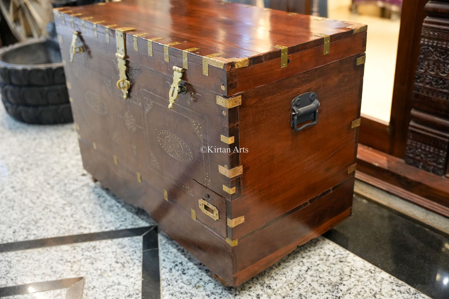 Vintage Rangoon Box | Dowry Chest 33"