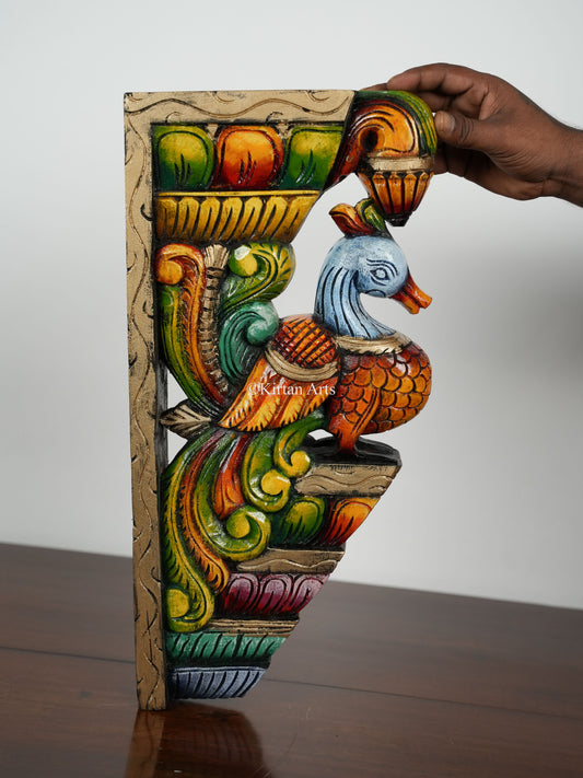 Wooden Peacock Wall Bracket | 18" | Painted