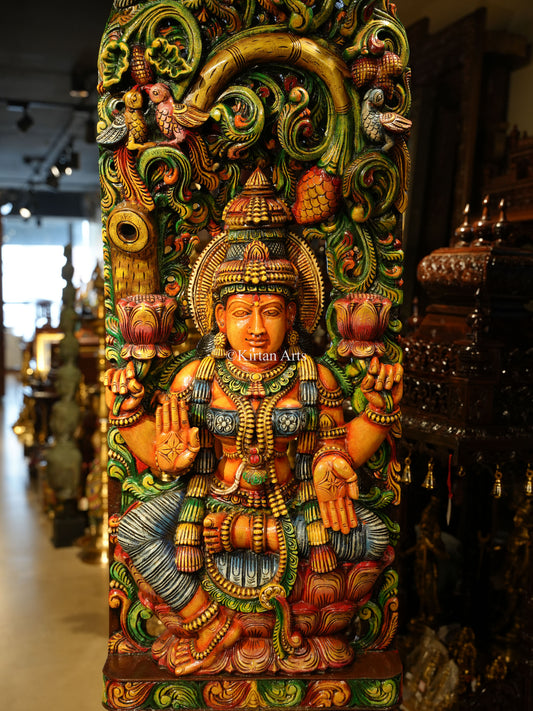 Wooden Goddess Lakshmi | 5ft | Handcarved
