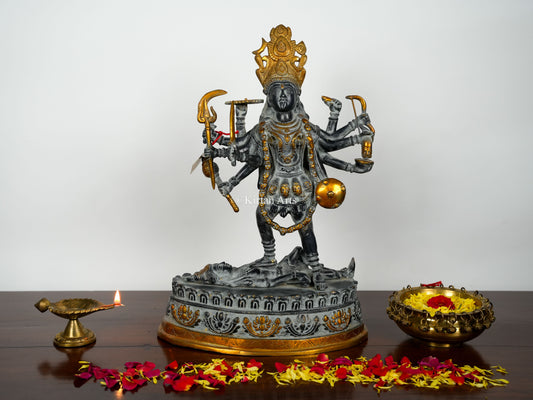 Brass Kali Mata Murti | Antique Finish | 20"