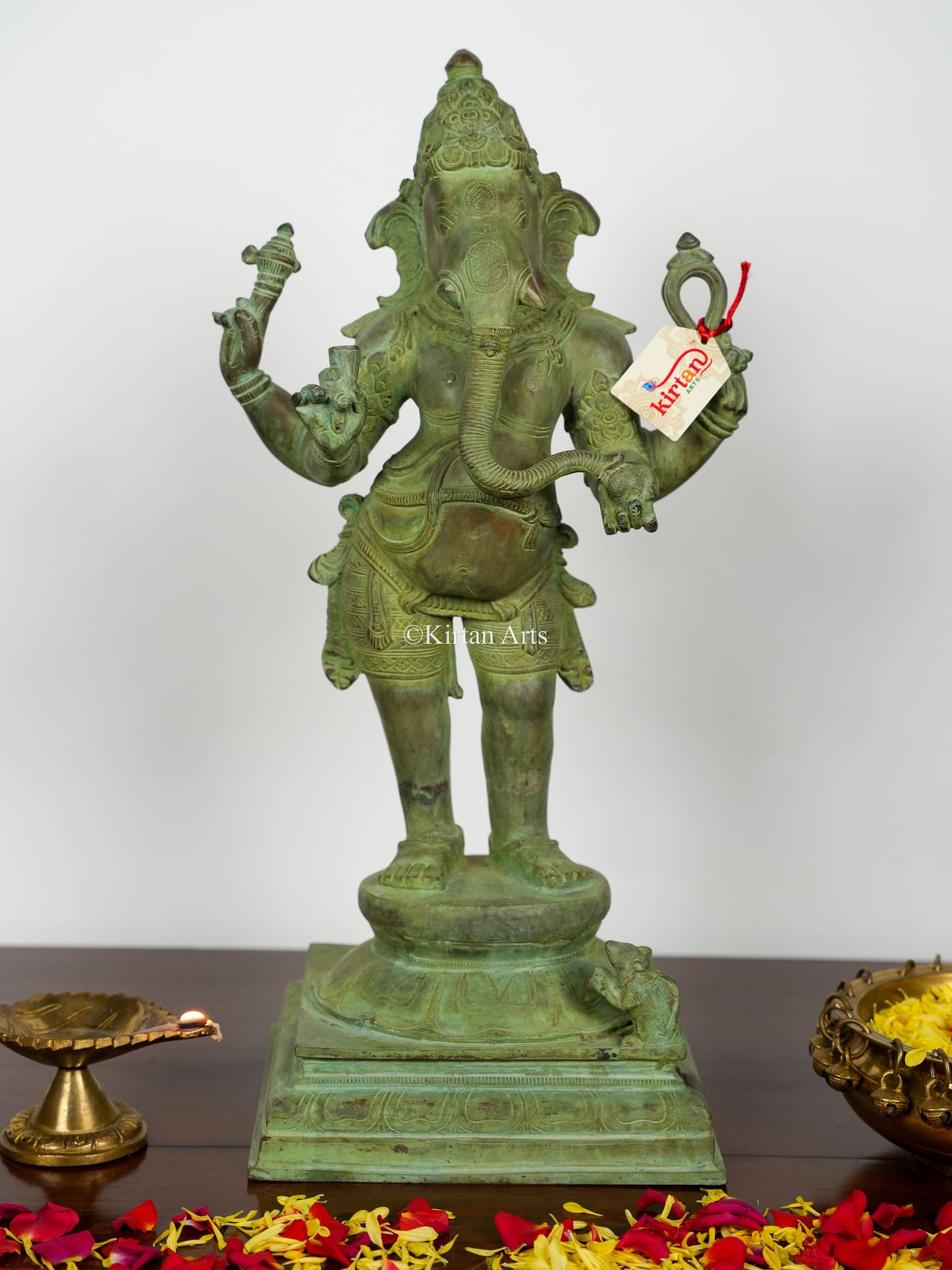 Brass Lord Ganesha | 20" | Antique Green Finish