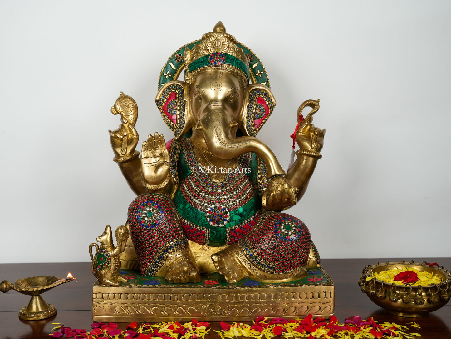 Brass Lord Ganesha | 20.5" | Stonework Finish