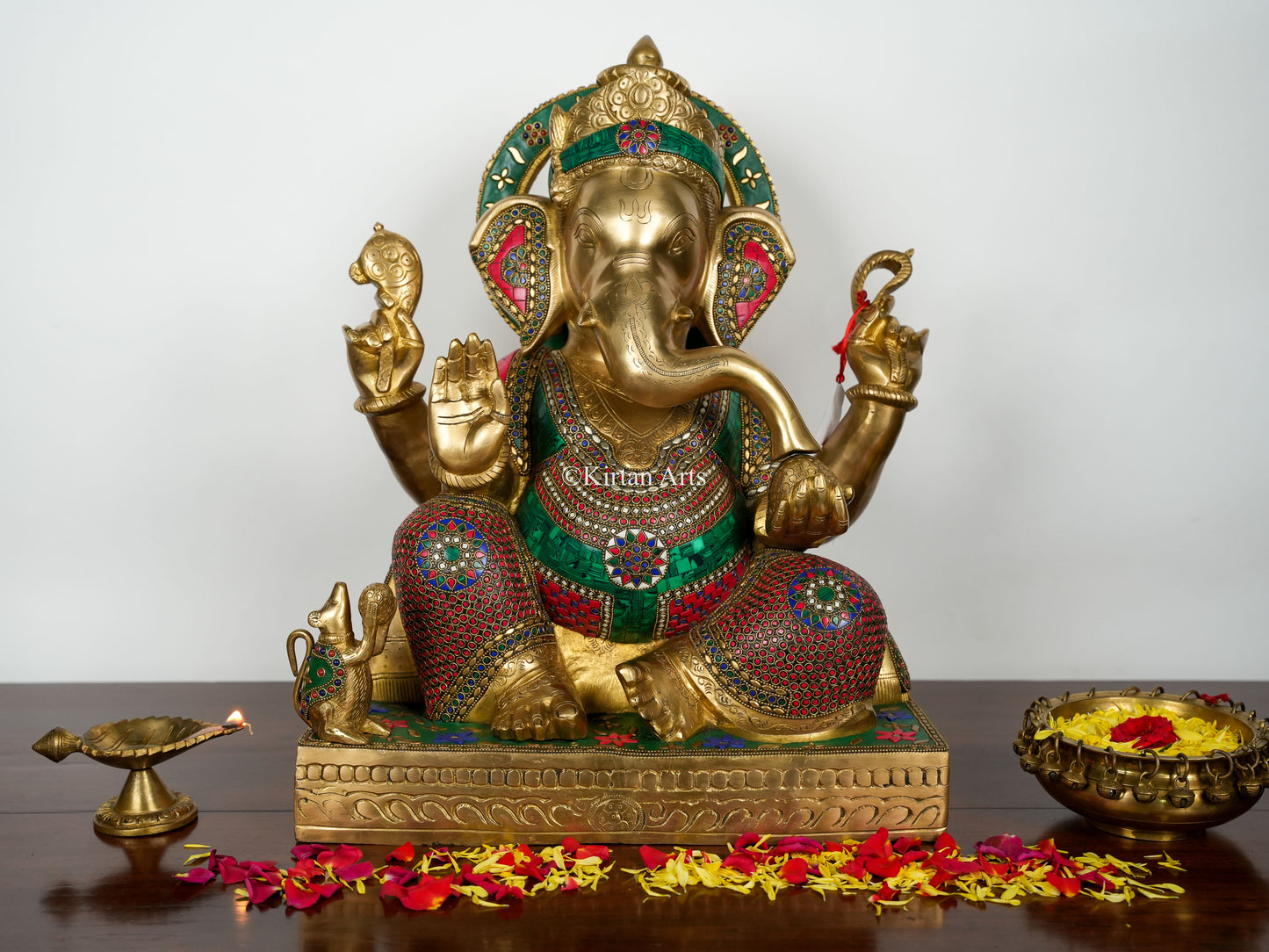 Brass Lord Ganesha | 20.5" | Stonework Finish