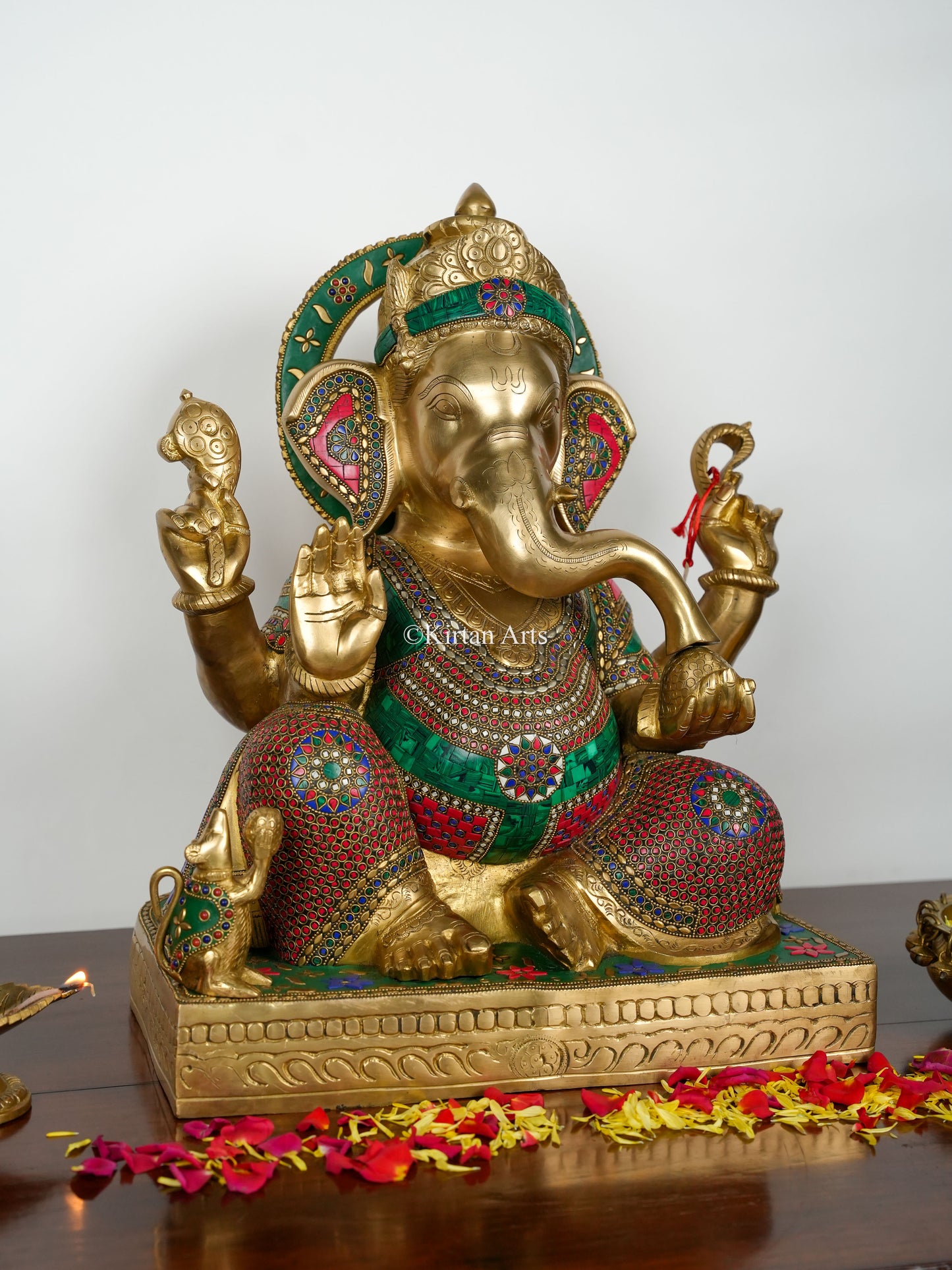 Brass Lord Ganesha | 20.5" | Stonework Finish