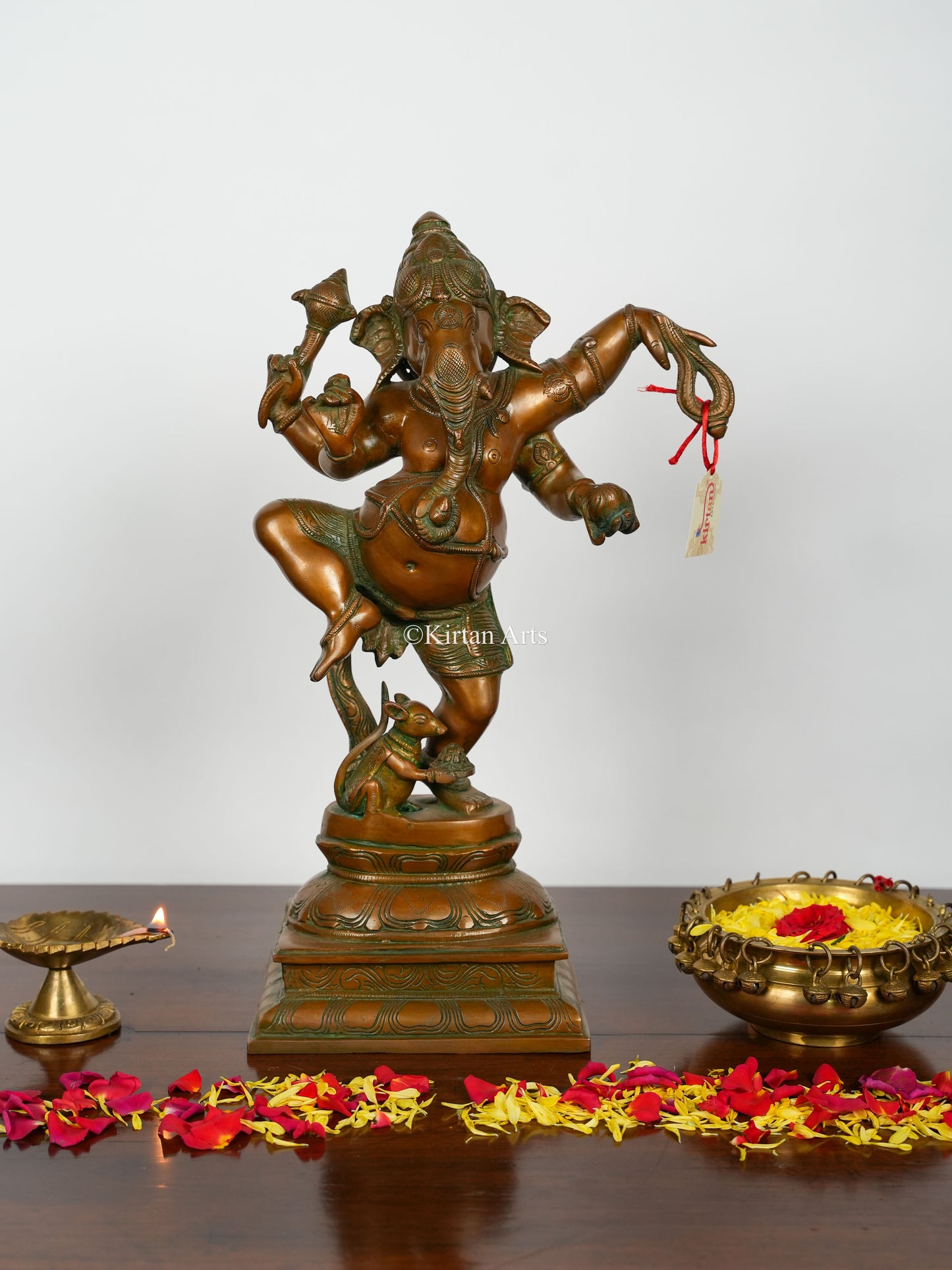 Brass Dancing Ganesha | 18" | Antique Bronze Finish