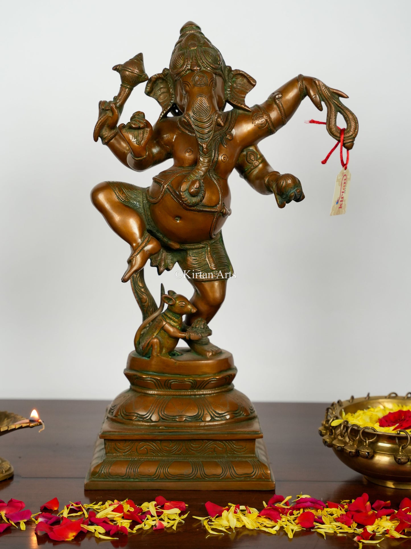 Brass Dancing Ganesha | 18" | Antique Bronze Finish