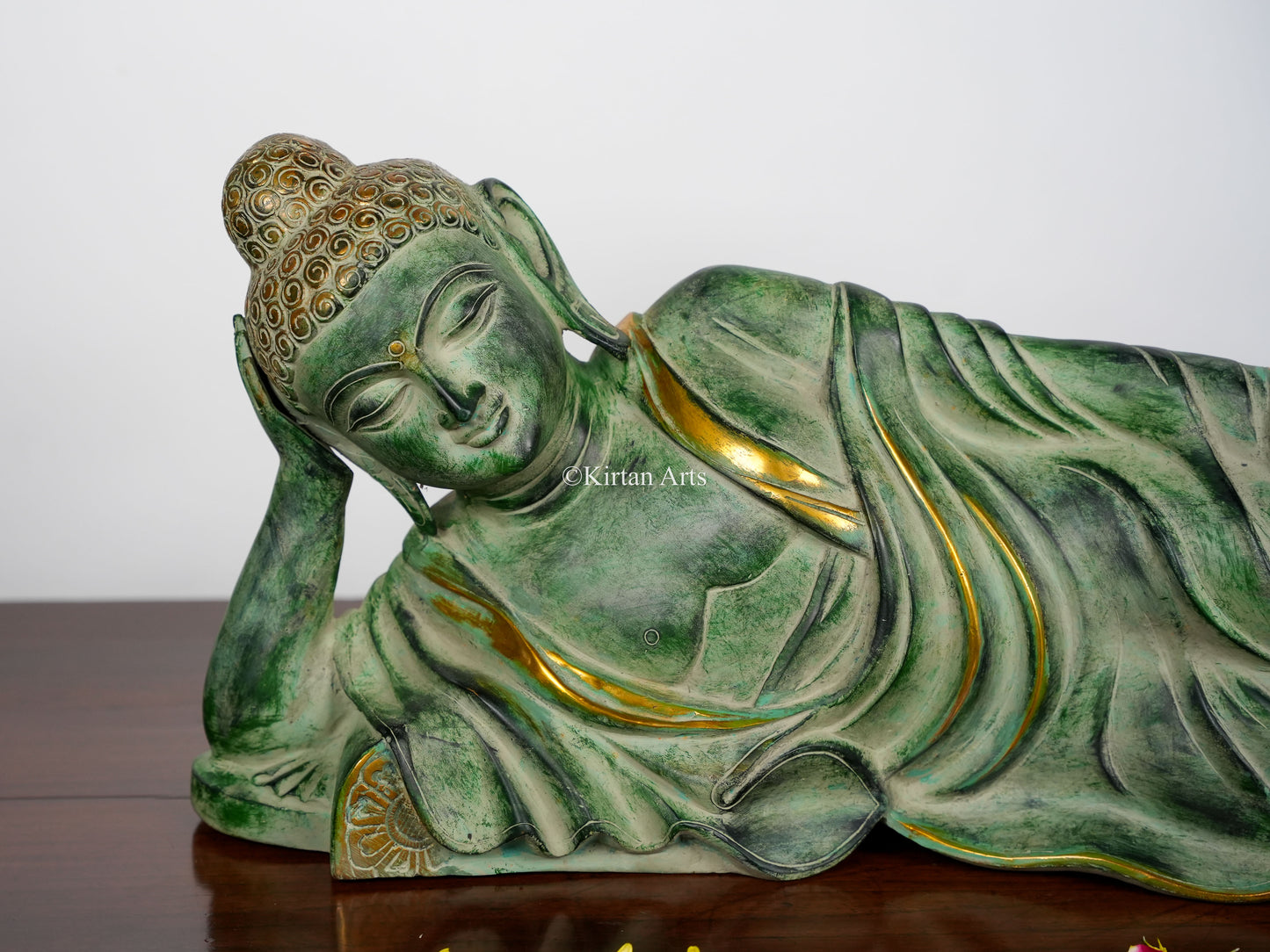 Handcrafted Brass Buddha 30" | Resting Pose | Dual Tone Antique Finish