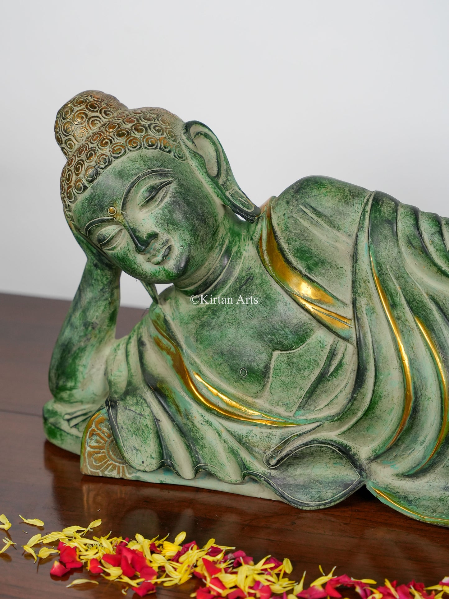 Handcrafted Brass Buddha 30" | Resting Pose | Dual Tone Antique Finish