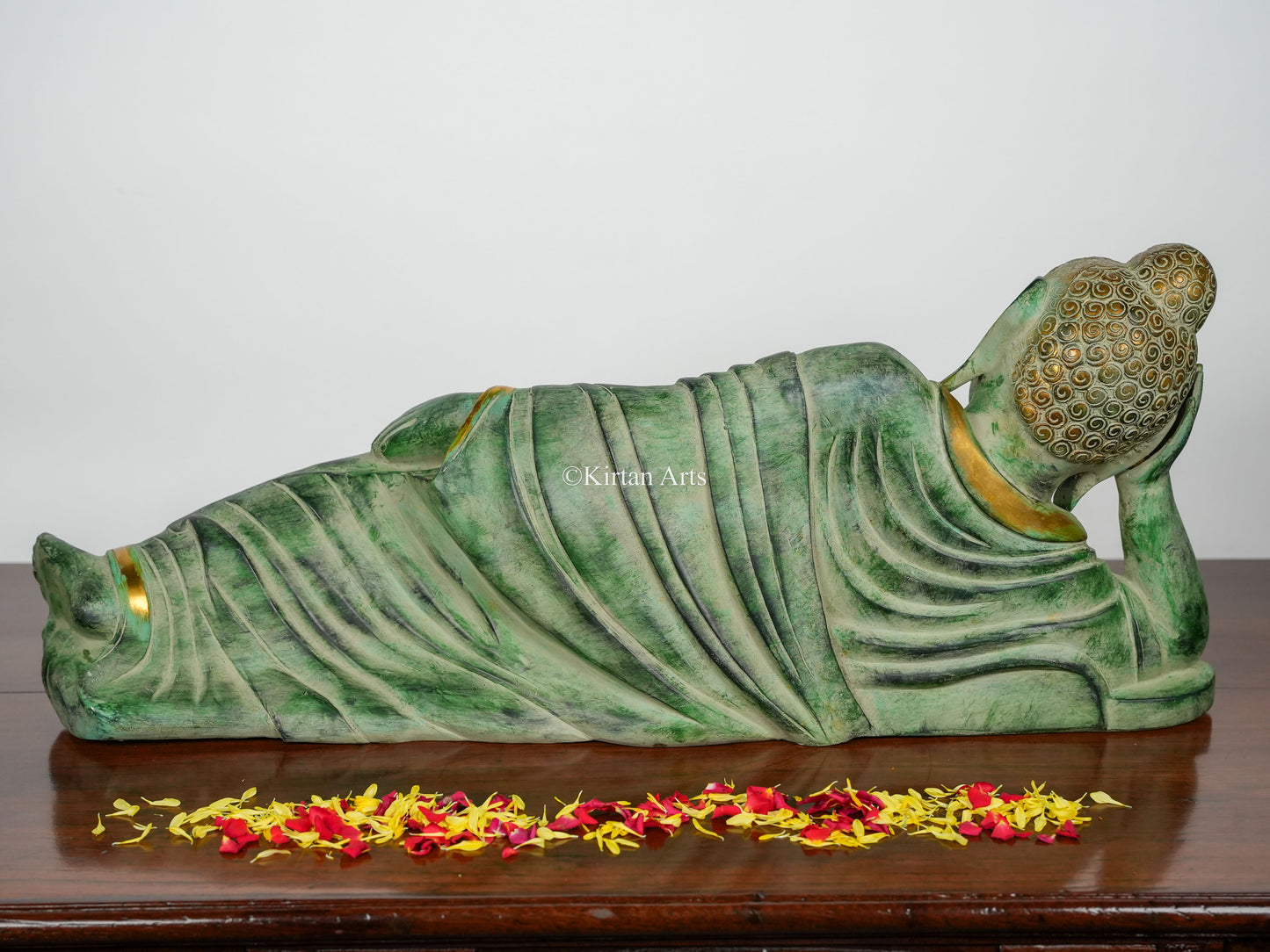 Handcrafted Brass Buddha 30" | Resting Pose | Dual Tone Antique Finish