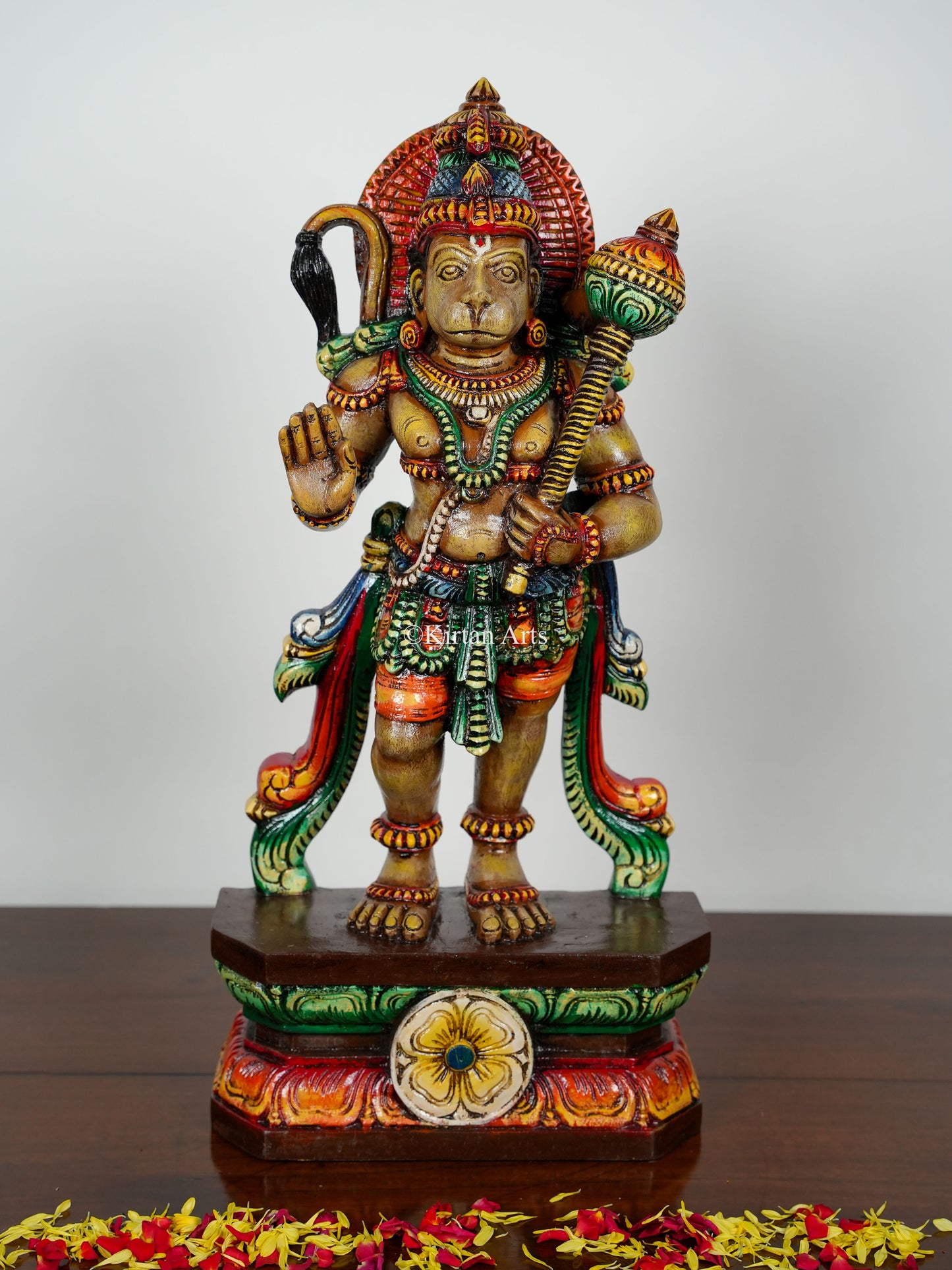 24" Lord Hanuman | Standing | Wood Carved | Painted