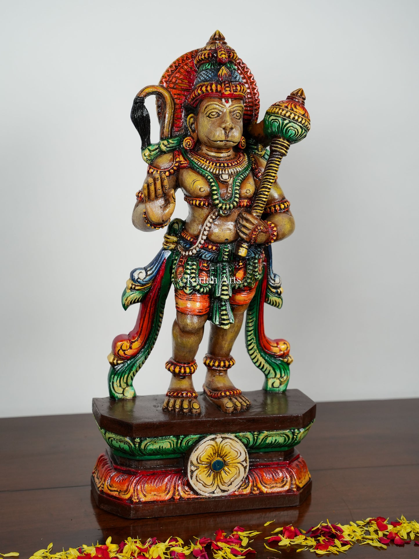 24" Lord Hanuman | Standing | Wood Carved | Painted