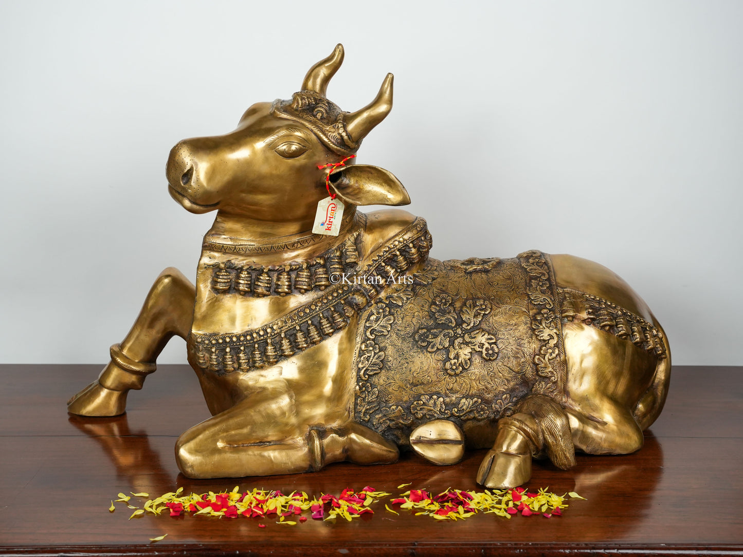 Handcrafted Brass Nandi Sculpture | Large | 33 Inch | Antique Gold Finish