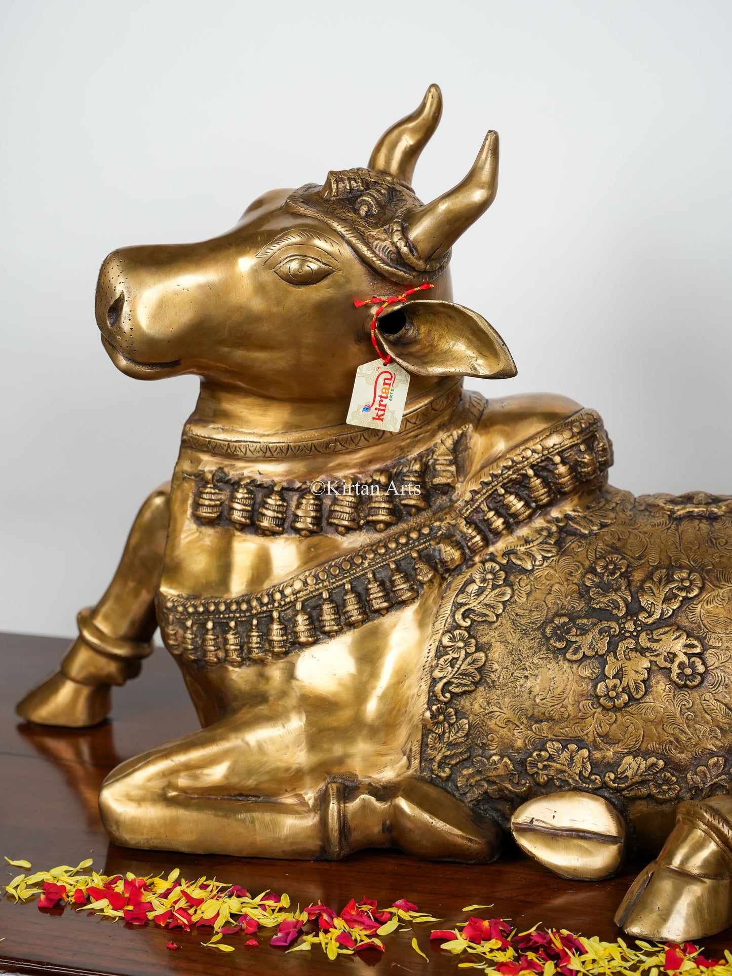 Handcrafted Brass Nandi Sculpture | Large | 33 Inch | Antique Gold Finish