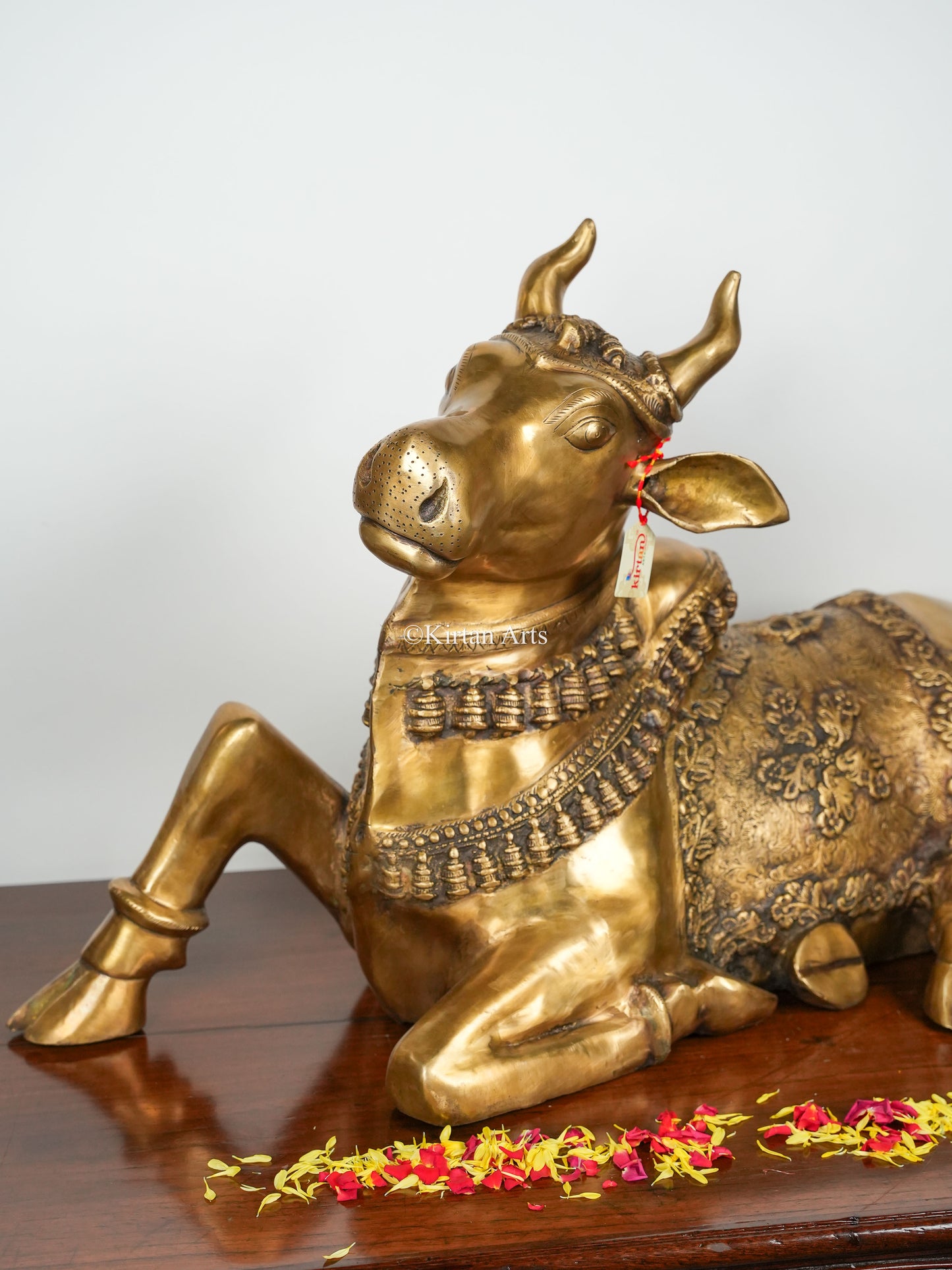 Handcrafted Brass Nandi Sculpture | Large | 33 Inch | Antique Gold Finish