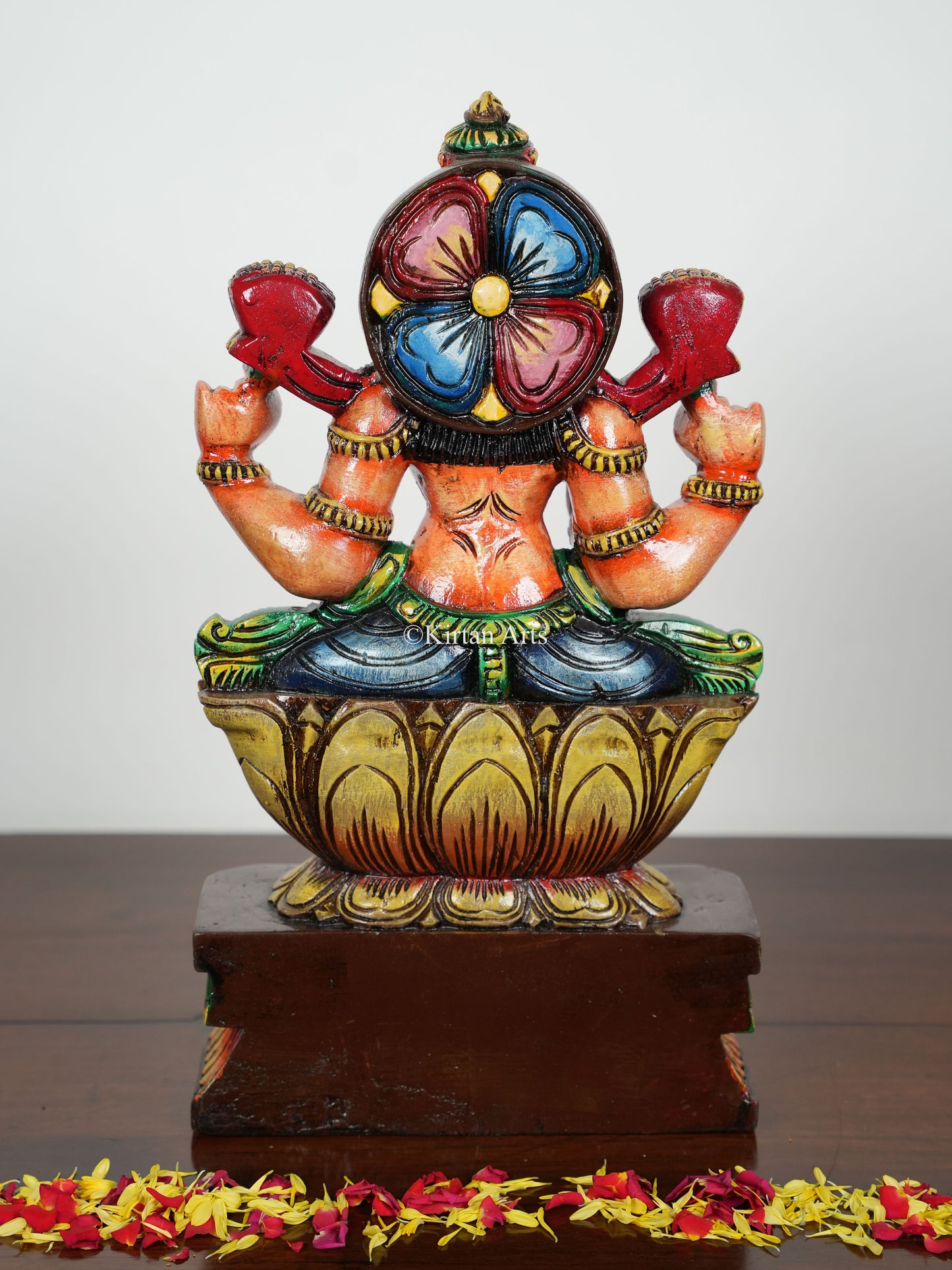 Wood Carved Ganesh Lakshmi Saraswati | 18" | Painted