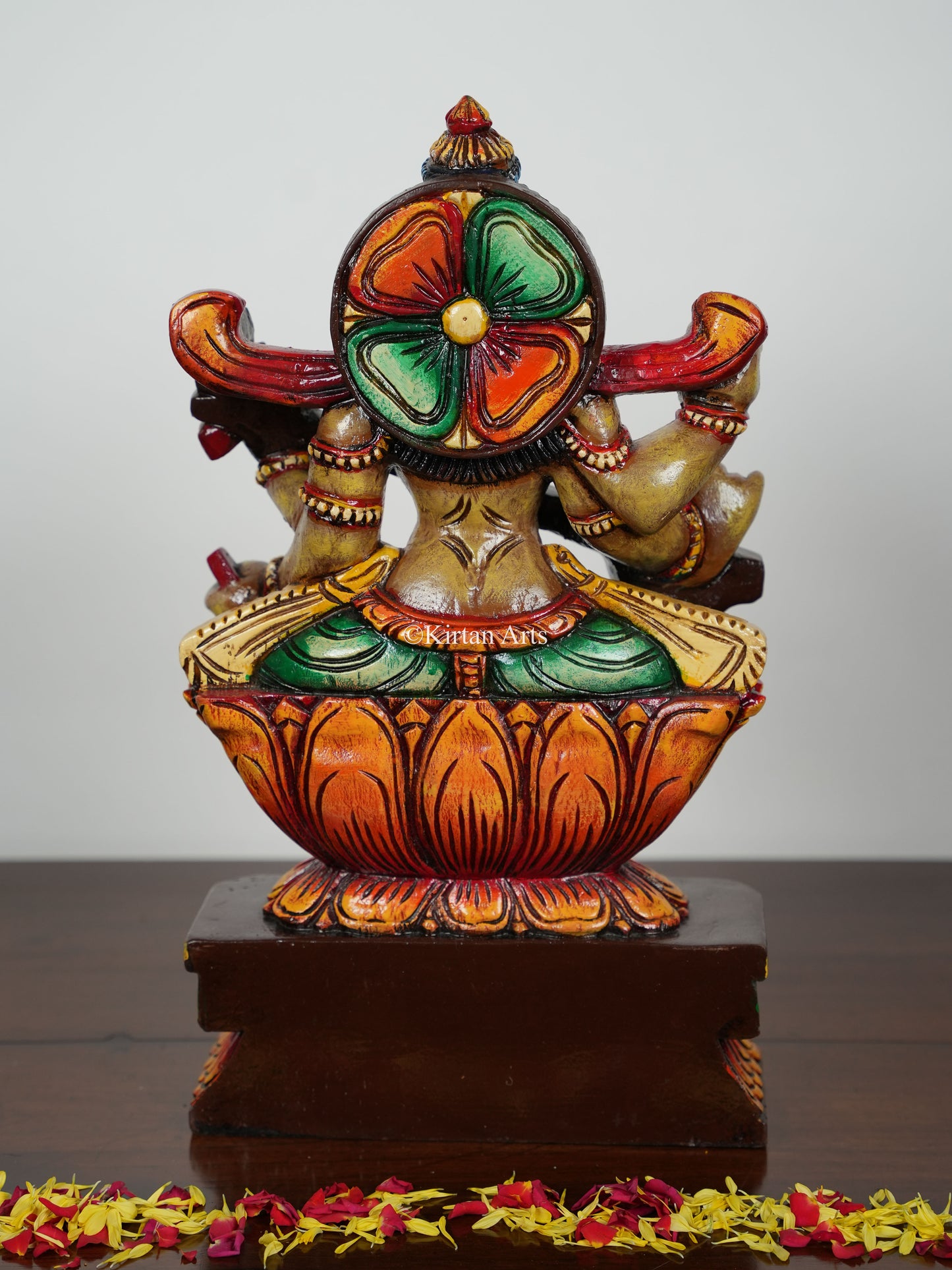 Wood Carved Ganesh Lakshmi Saraswati | 18" | Painted