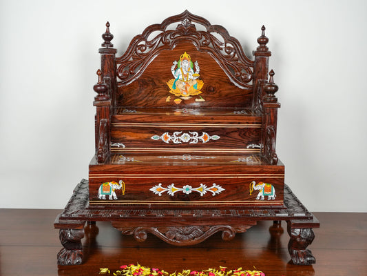 Rosewood Mandasana/Mandir | Ganesha Inlay | 2 Steps