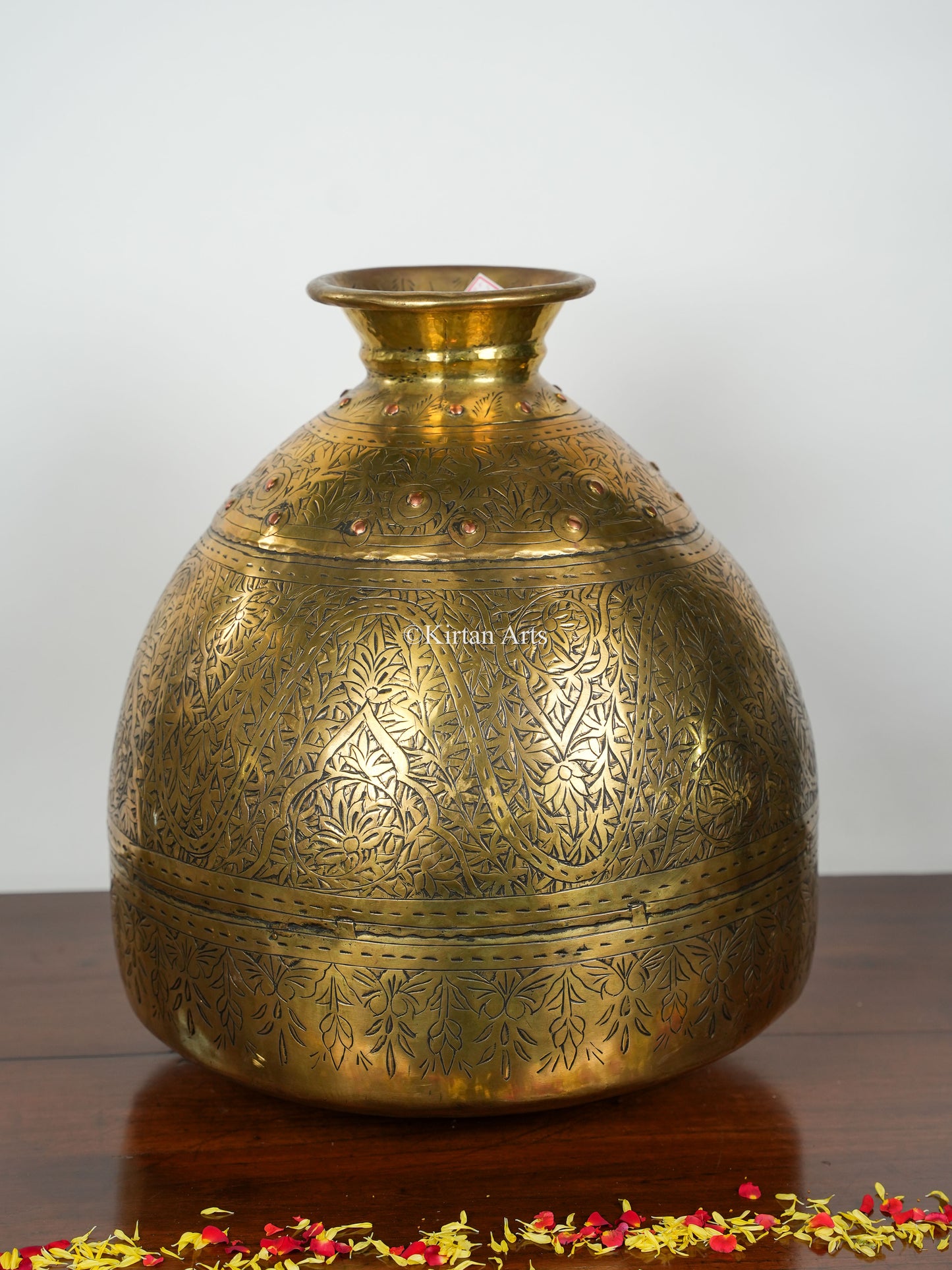 Carved Brass Planter/Pot | 18" | Antique Finish