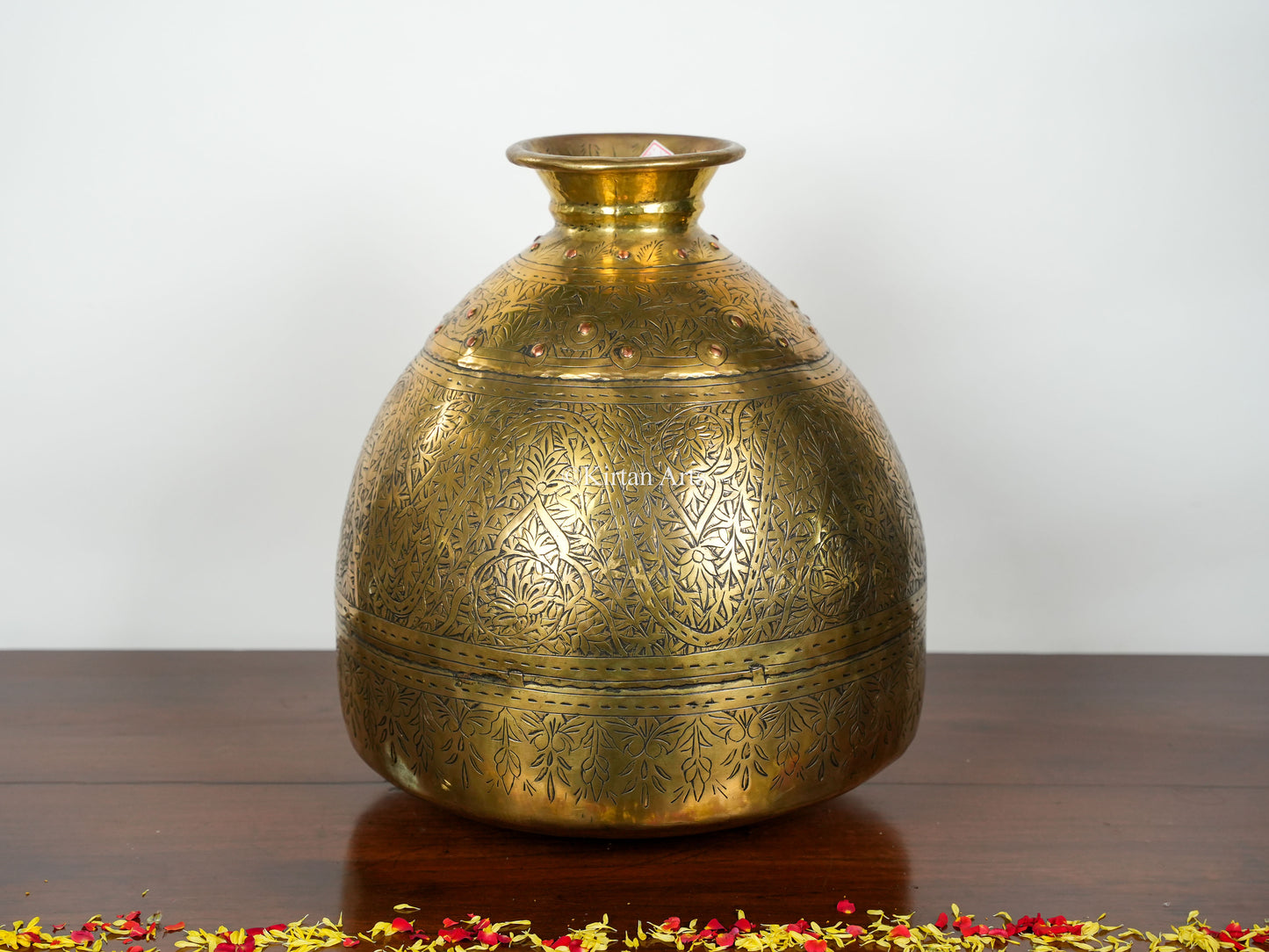 Carved Brass Planter/Pot | 18" | Antique Finish