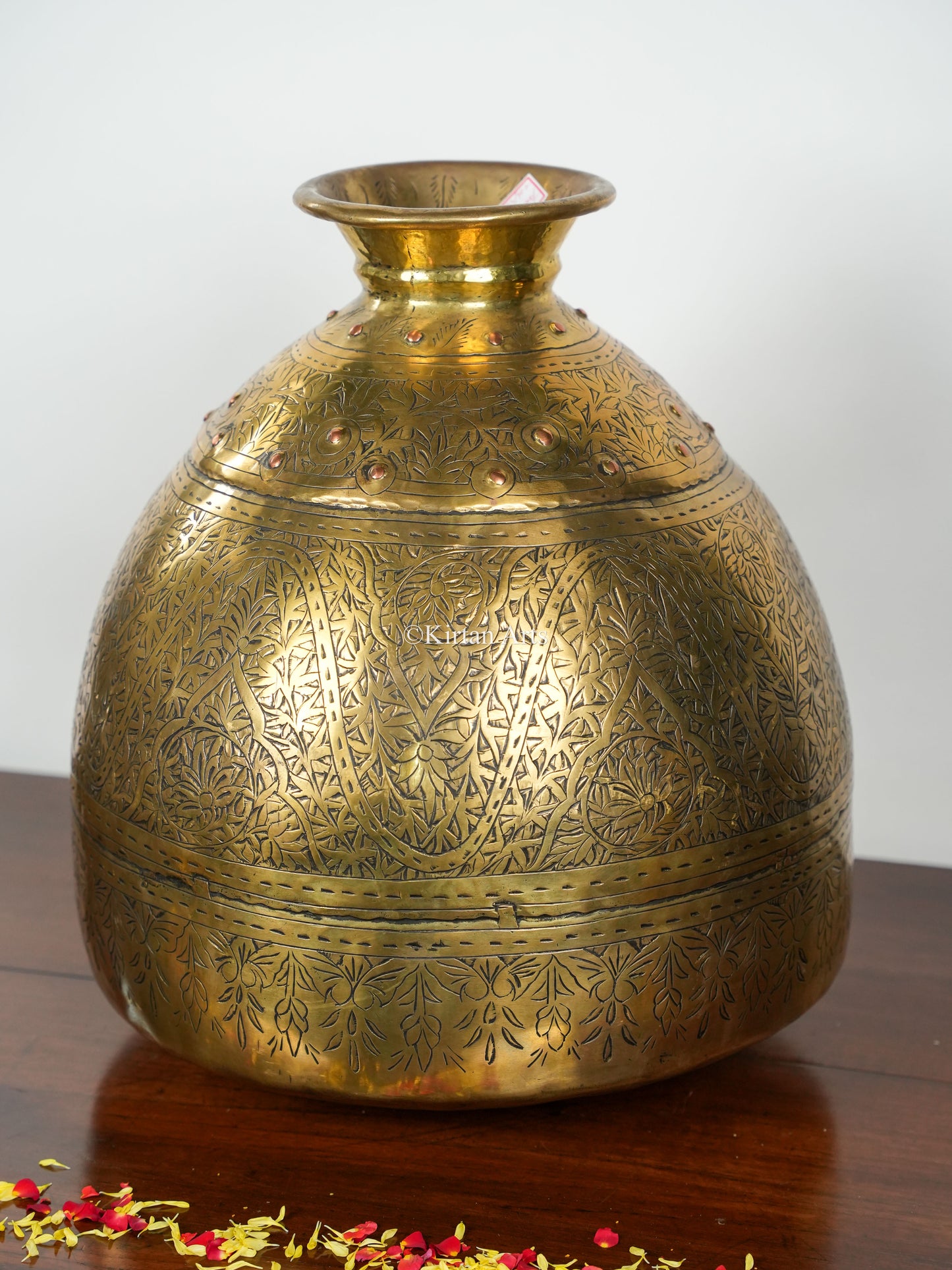 Carved Brass Planter/Pot | 18" | Antique Finish