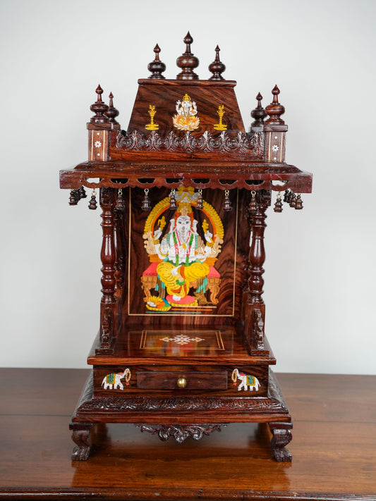 Rosewood Pooja Mandir | 10"x15" | Inlay work