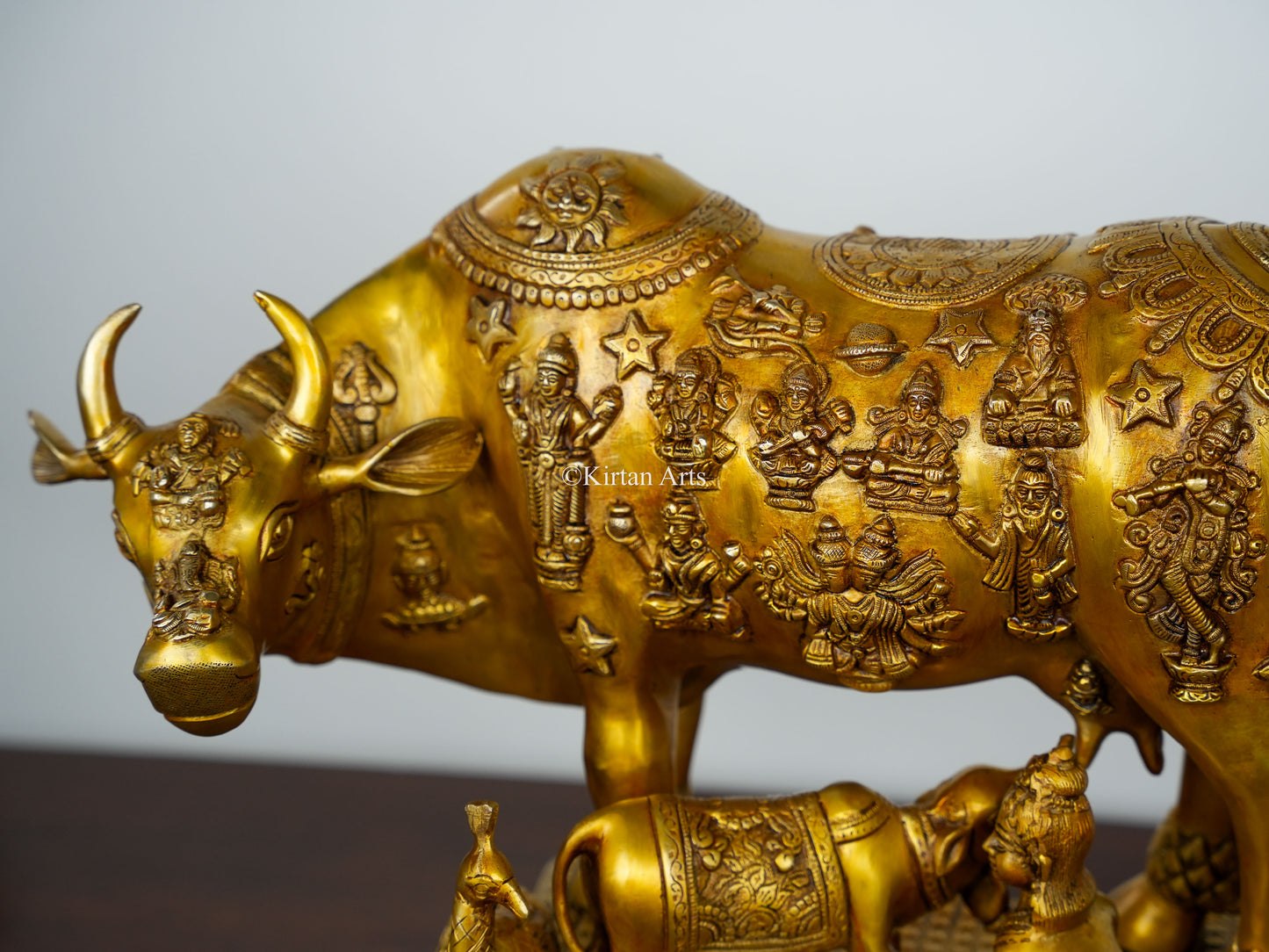 Brass Large Cow and Calf with Bal Gopal | 20"