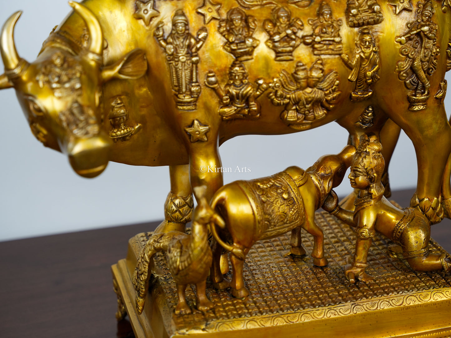 Brass Large Cow and Calf with Bal Gopal | 20"