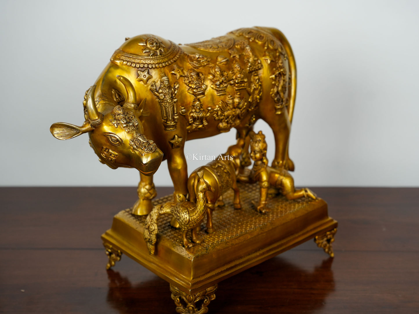 Brass Large Cow and Calf with Bal Gopal | 20"