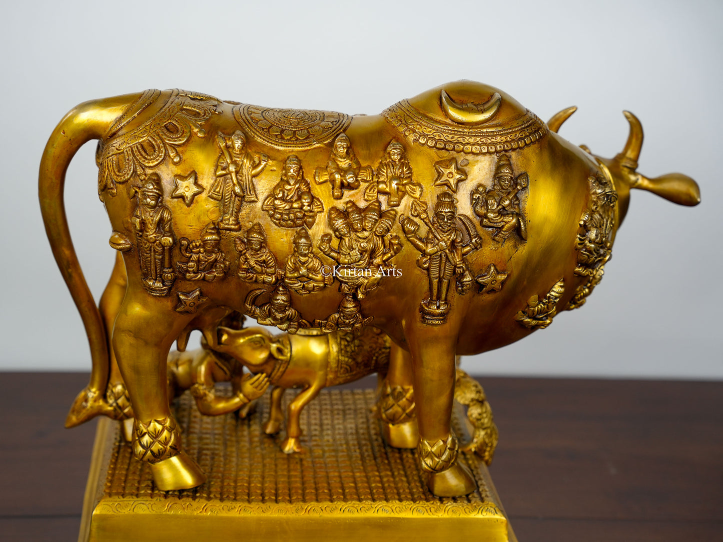 Brass Large Cow and Calf with Bal Gopal | 20"