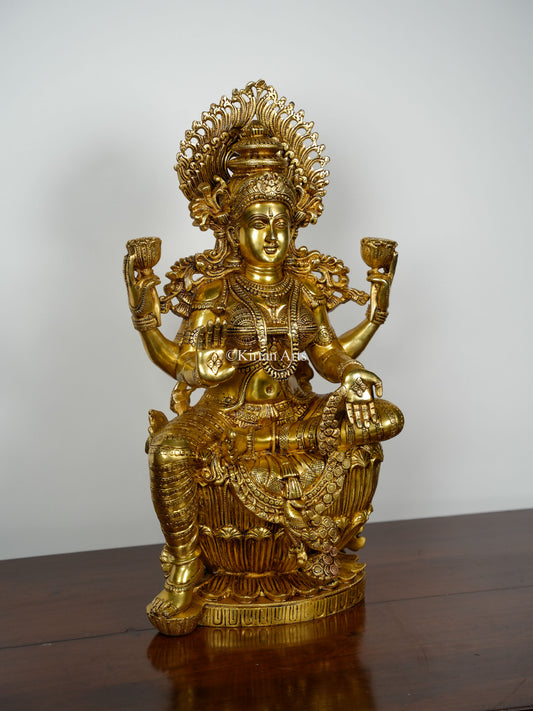 Majestic Goddess Lakshmi Brass Statue | Super Fine | 25"