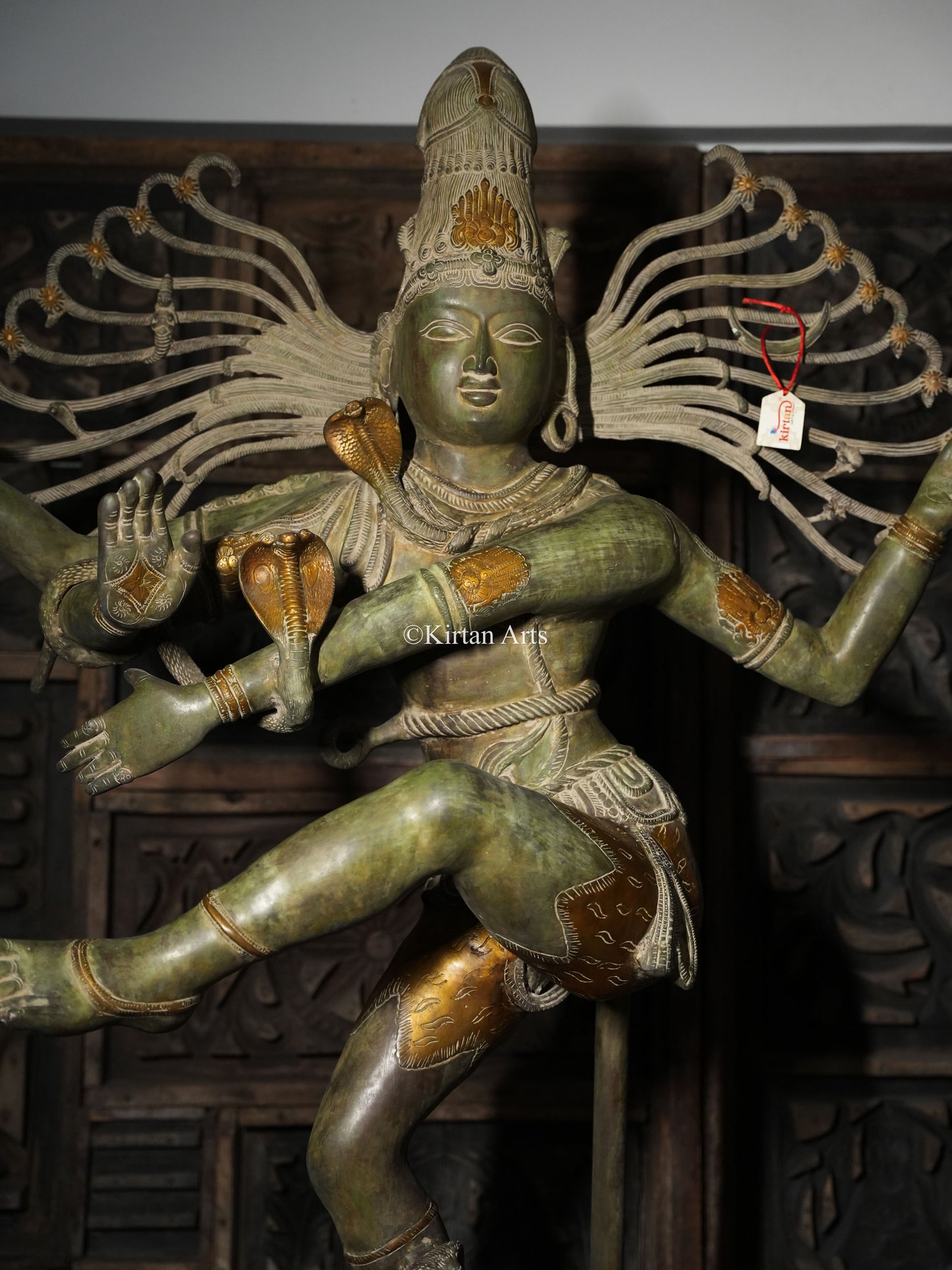 Lord Nataraja Brass Sculpture | Antique Green Finish | 5ft