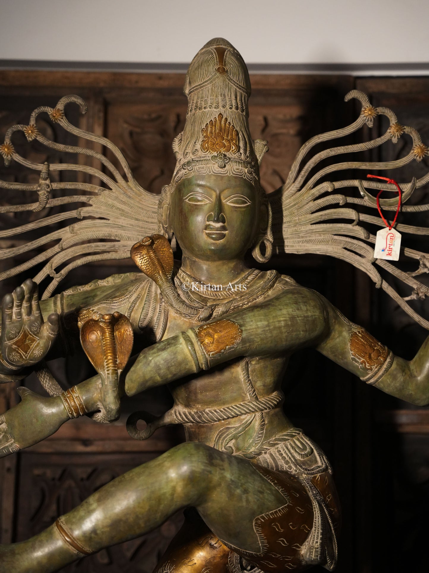 Lord Nataraja Brass Sculpture | Antique Green Finish | 5ft